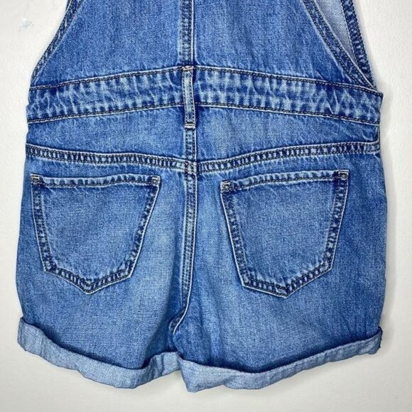 Gap Kids Girls Sz M Medium Wash Distressed Denim Overall Shortalls Washwell $50 - Picture 8 of 11